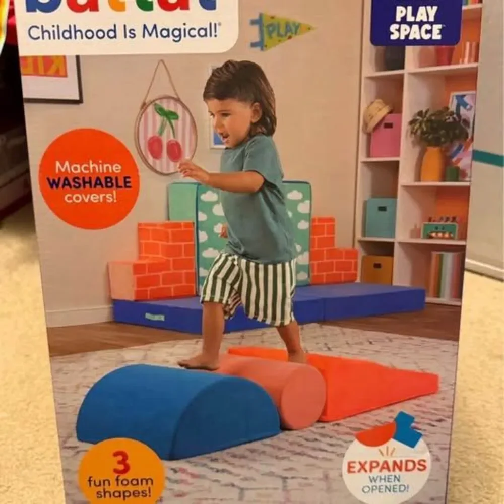 Battat Squishy Stack Rollers 3 Foam Multicolor Indoor Play Shapes, Toddler and P